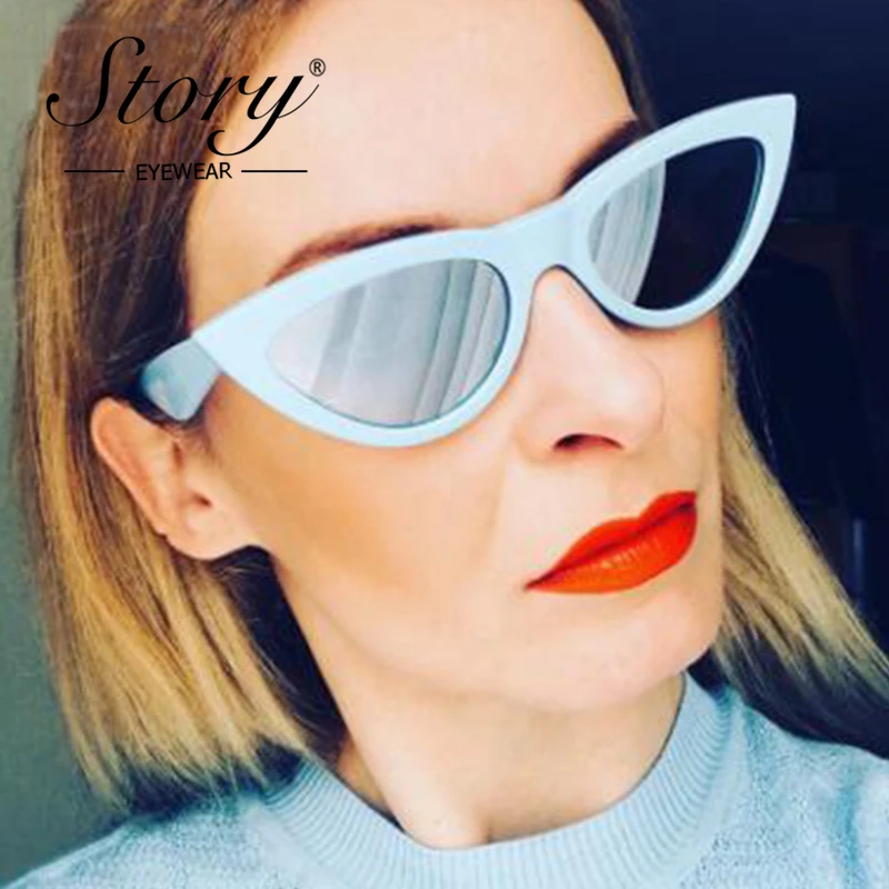 STORY 2018 Fashion Women Cat Eye Sunglasses Vintage Retro Triangle Oversized Sun Glasse For Women 90S Glasses Female Shades