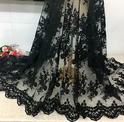 GLace 3M/lot  new style  black white mesh embroiery flower patchwork lace fabric textile  for girl dress home decoration TX1240