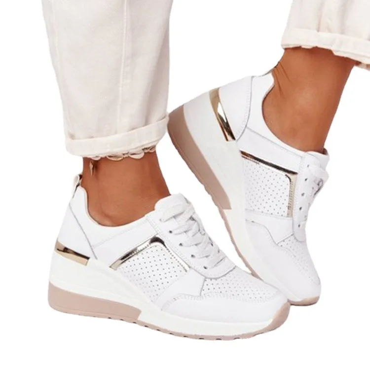 2021New Wedge Sneakers Women Lace-Up Height Increasing Sports Shoes Ladies Casual Platform Air Cushion Comfy Vulcanized Shoes