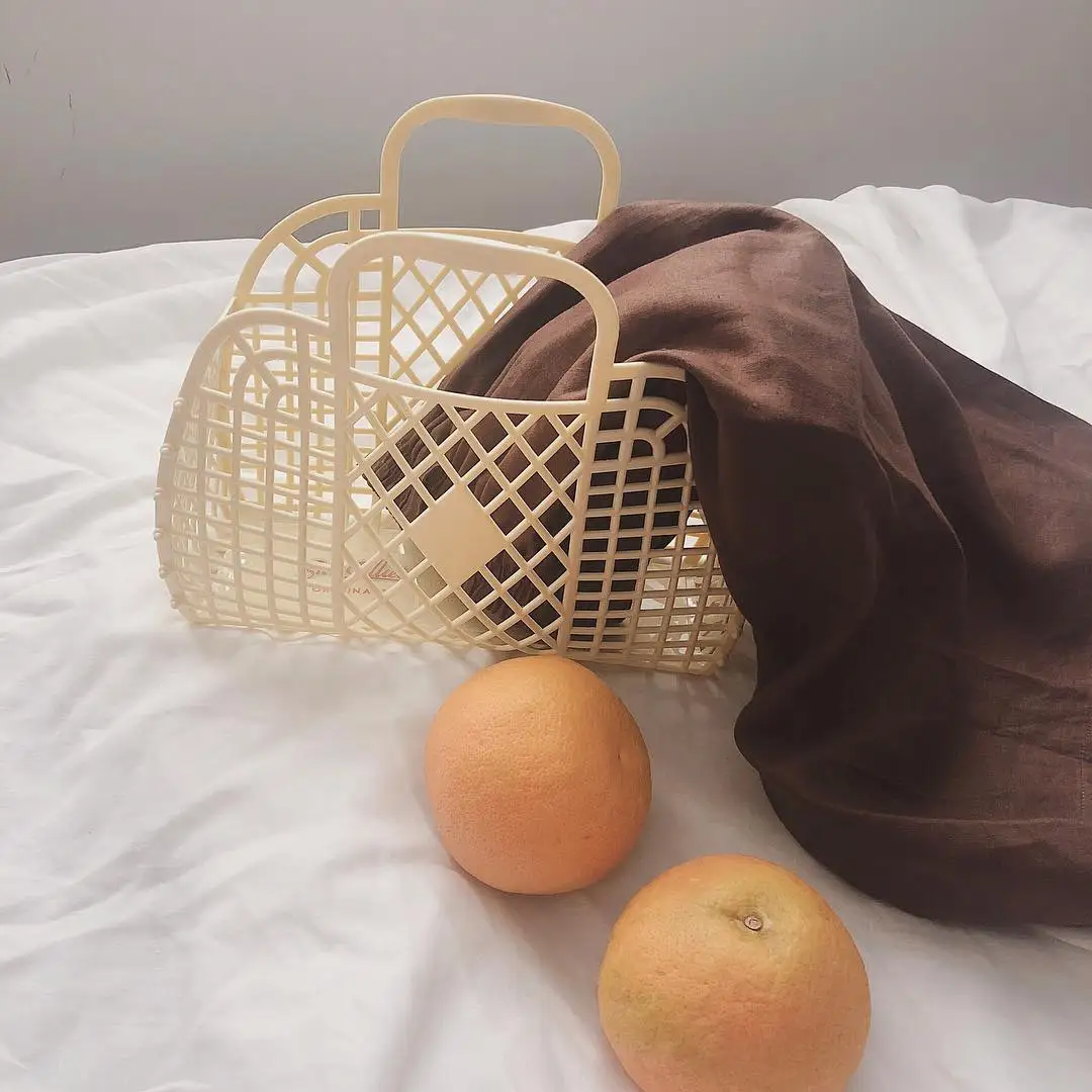 Summer Woman Clutch Bag Yellow Small Basket Beach Bag Outdoor Jelly Bag Purses and Handbags Luxury Designer