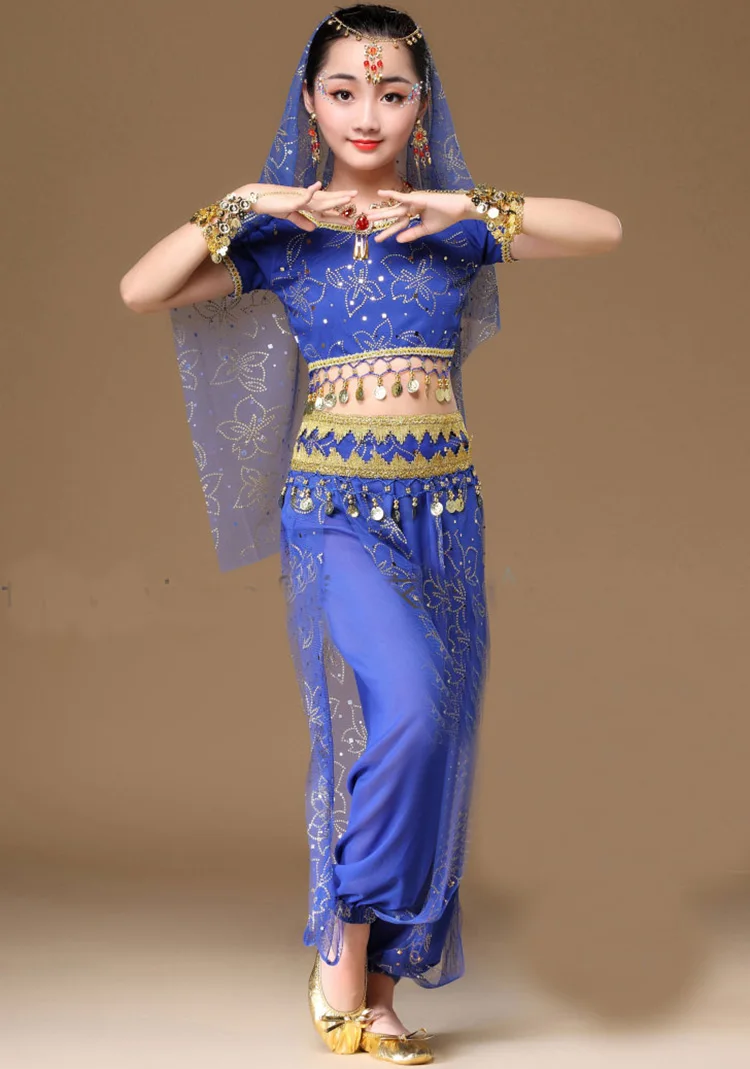 Oriental Dance Costumes Girls Egypt Kid Belly Dance Costumes Set Egyptian Bollywood Indian Belly Dancing Clothing India 3 Color