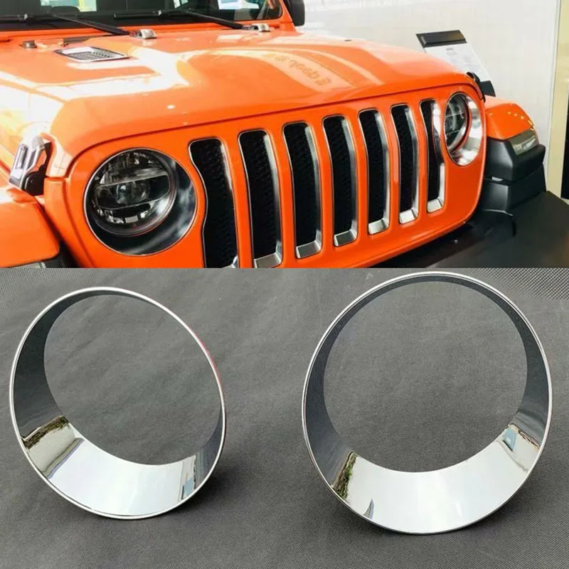 Car Exterior ABS Chrome Front Headlight Lamp Decoration Trim Cover Stickers For Jeep Wrangler JL 2018 2019 Car Styling