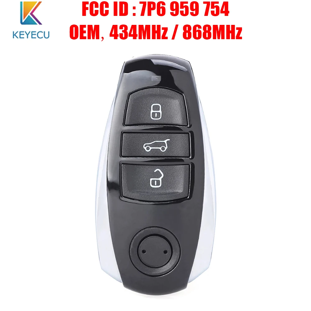 

Keyecu 7P6 959 754 OEM Proximity Keyless-Go Remote Key Fob for VW Volkswagen Touareg 3 Button 434MHz / 868MHz ID46 / 7953 Chip