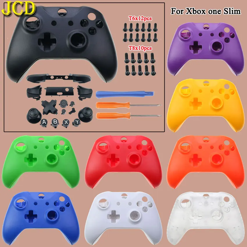 

JCD For Xbox One S Controllers Matte Plastic Hard Housing Shell Case For Xbox One Slim Full Set Shell W/ Buttons Kit Screw Tool