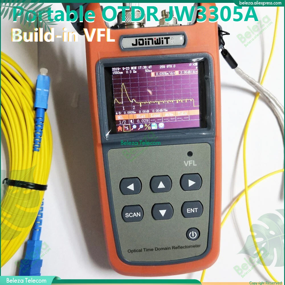 New Portable OTDR JW3305A Optical Time Domain Reflectometer OTDR Built-in Visual Fault Locator Function