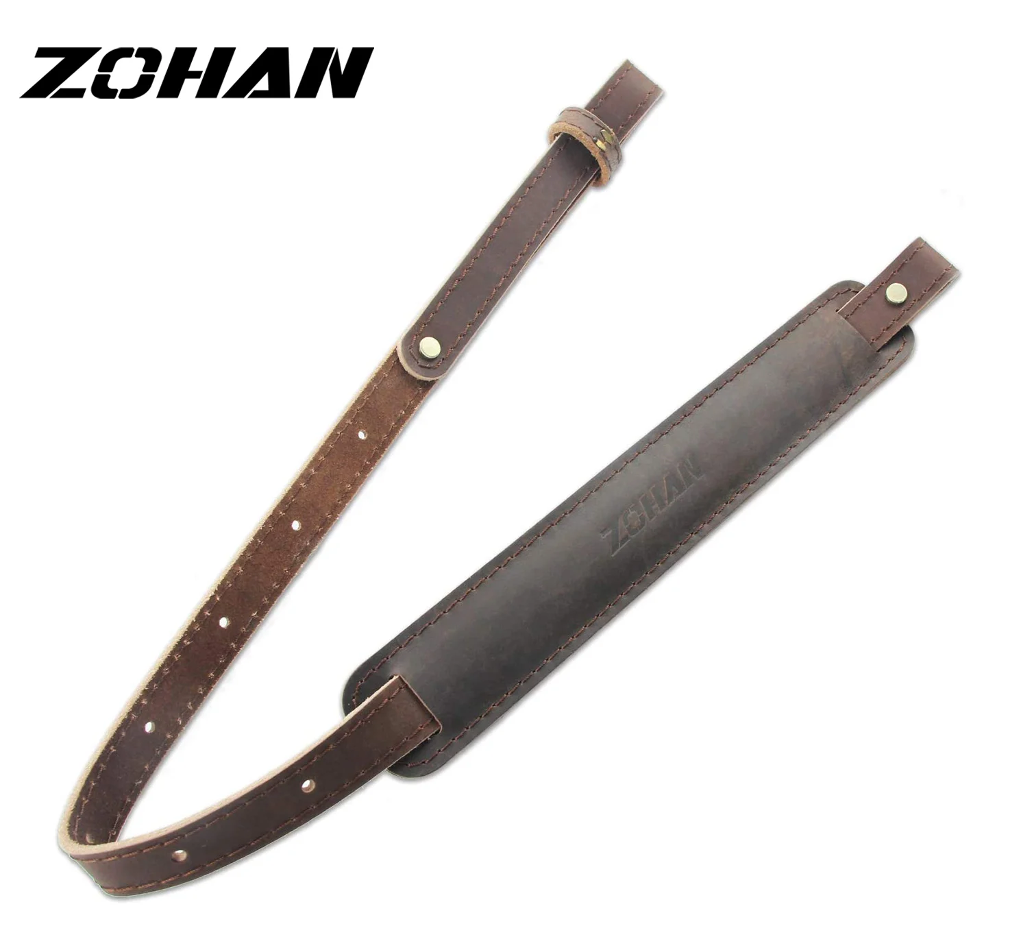 ZOHAN 2 Point Leather Rifle Sling Adjustable Shoulder Padding Shotgun Shooting Tactical Strap Hunting Gun Accessory 