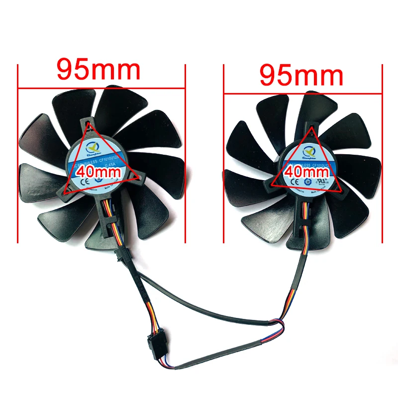 Ventilador de refrigeración RX580 de doble bola, 95MM, para XFX RX 580 4G 590 8G su RX580 IceQ RX570, ventilador de tarjeta gráfica, 2 uds.