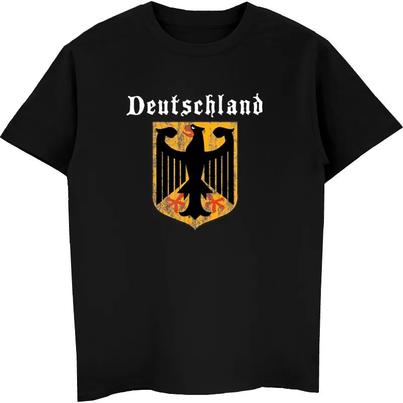 Deutschland Flag Crest Germany Eagle Socceres Footballer T-shirt Men Cotton O-Neck Short Sleeve Shirt Men T Shirt Tees Tops