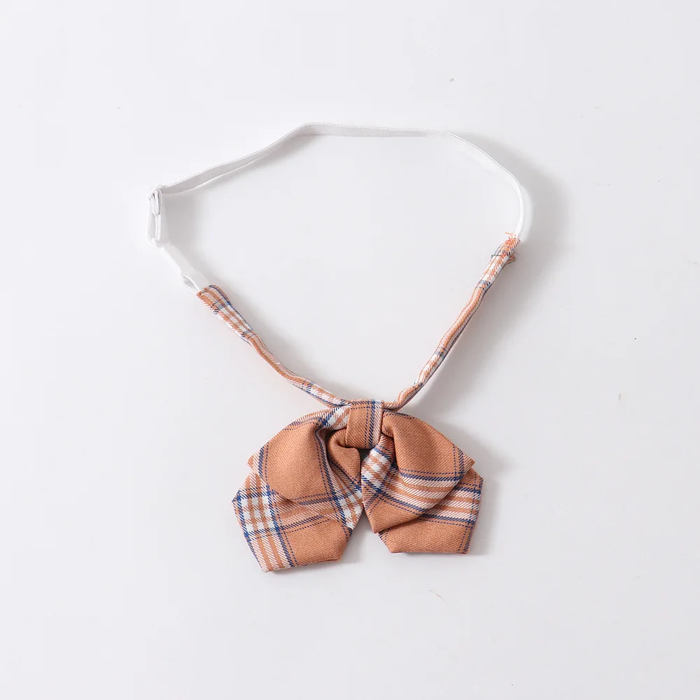 Jk Bow Tie New Orange Blue Plaid Neck Bow Cute Japanese School Girls Jk Uniform Student Bowknot Classic Jacquard Weave Necktie