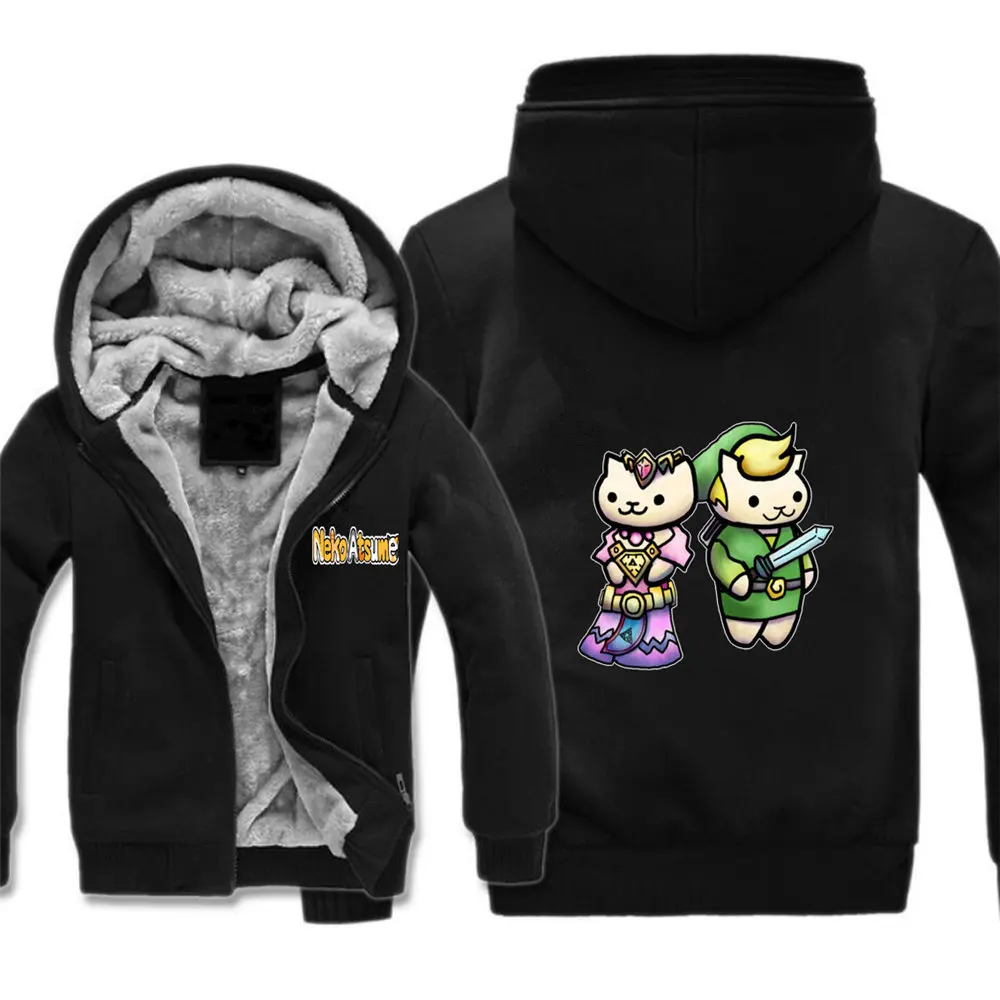 

Game Neko Atsume jacket cosplay Cartoon Hoodie Men's Coat Jackets Winter Fleece Thick Men Sweatshirt Hoodies