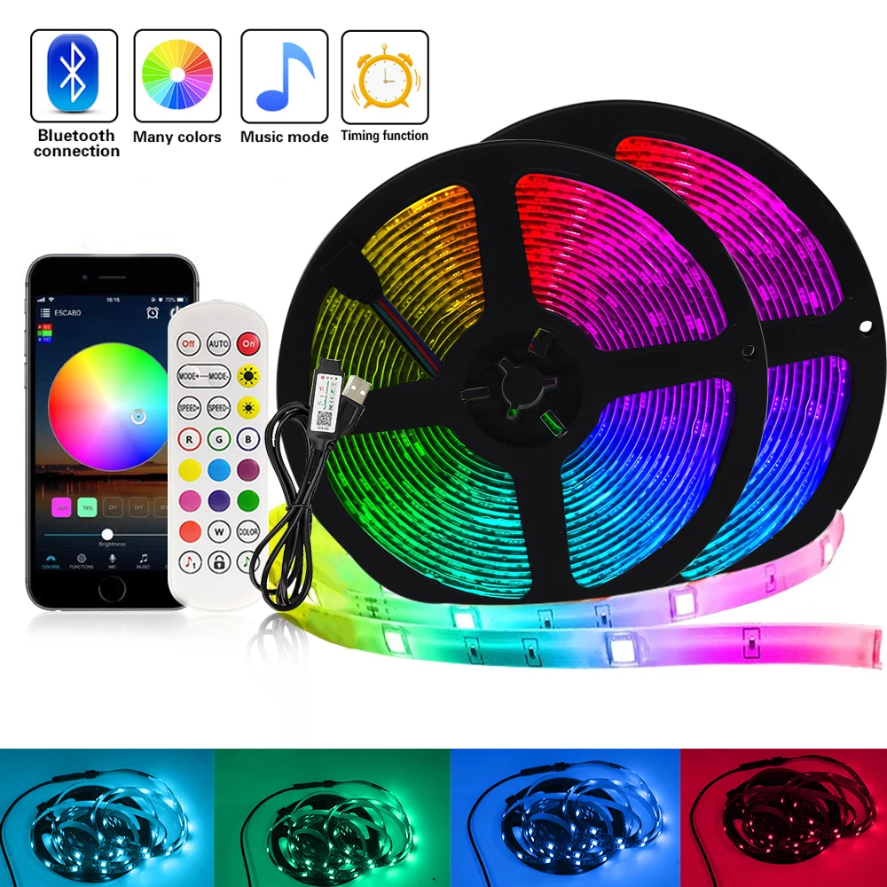 

Bluetooth USB Светодиодная лента 5050 30 светодиодов DC5V RGB Гибкая светодиодная лента Светодиодная лента Водонепроницаемая подсветка для телевизора украшение для спальни