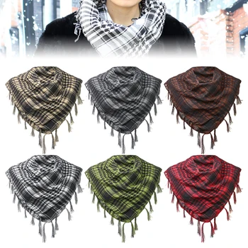 Winter Schal Plaid Hijab Bandana Wandern Schals Arabischen Taktische Elegante Frauen Schal Shemagh Licht Quaste Für Männer 100X100 cm