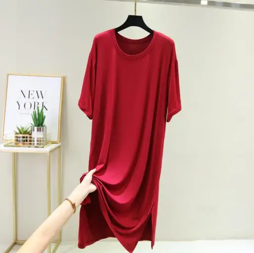 Loose Night Shirt Female Modal Cotton Night Dress Women Spring Summer Sleepwear New Nightdress Fat Mm Nightwear Nightgowns