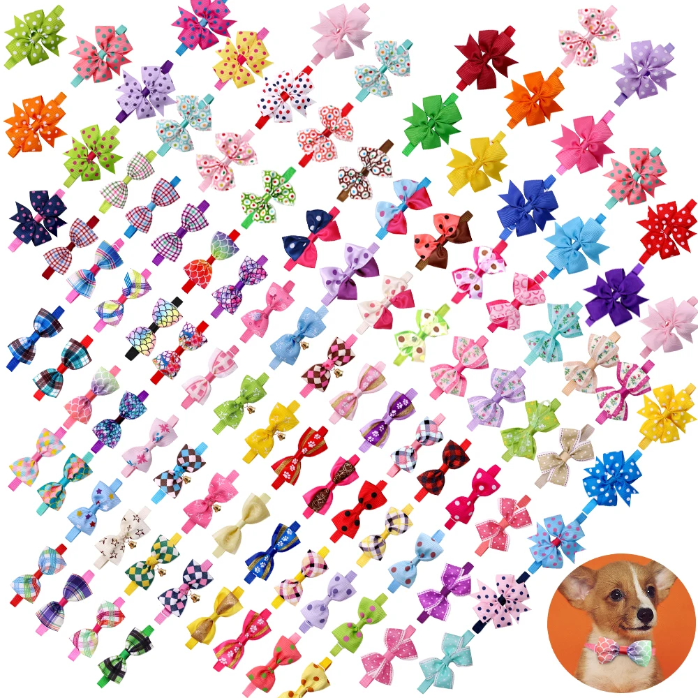 

100pcs Mix Style Pet Dog Bow Ties Pet Necktie Popular Dog Bowtie Collar Pet Puppy Dog Ties Accessories Dog Grooming Supplies