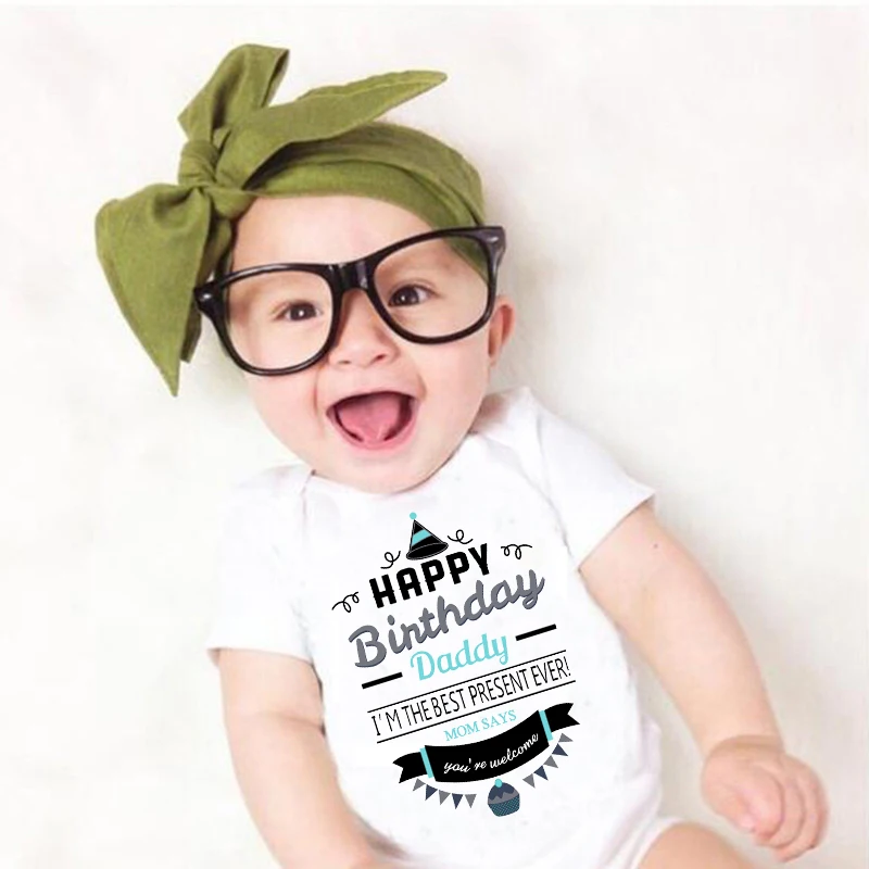 

Baby Rompers Cotton Infant Body Short Sleeve Clothing Baby Jumpsuit Happy Birthday Daddy Printed Baby Boy Girl Clothes