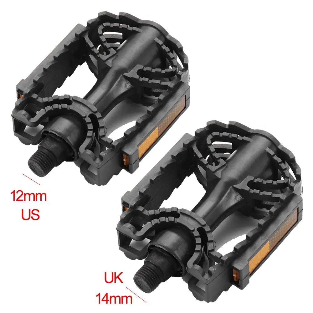 1 Pair Sports Outdoors MTB 14mm/12mm Reflective Bicycle Pedals Platform Pedal Flats Mountain Bike Pedal