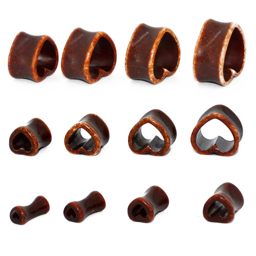 2 pcs Acrylic Heart Shape Ear Tunnels Ear Expander Flesh Ear Plugs Fashion White Black Brown New Style Body Piercing Jewelry