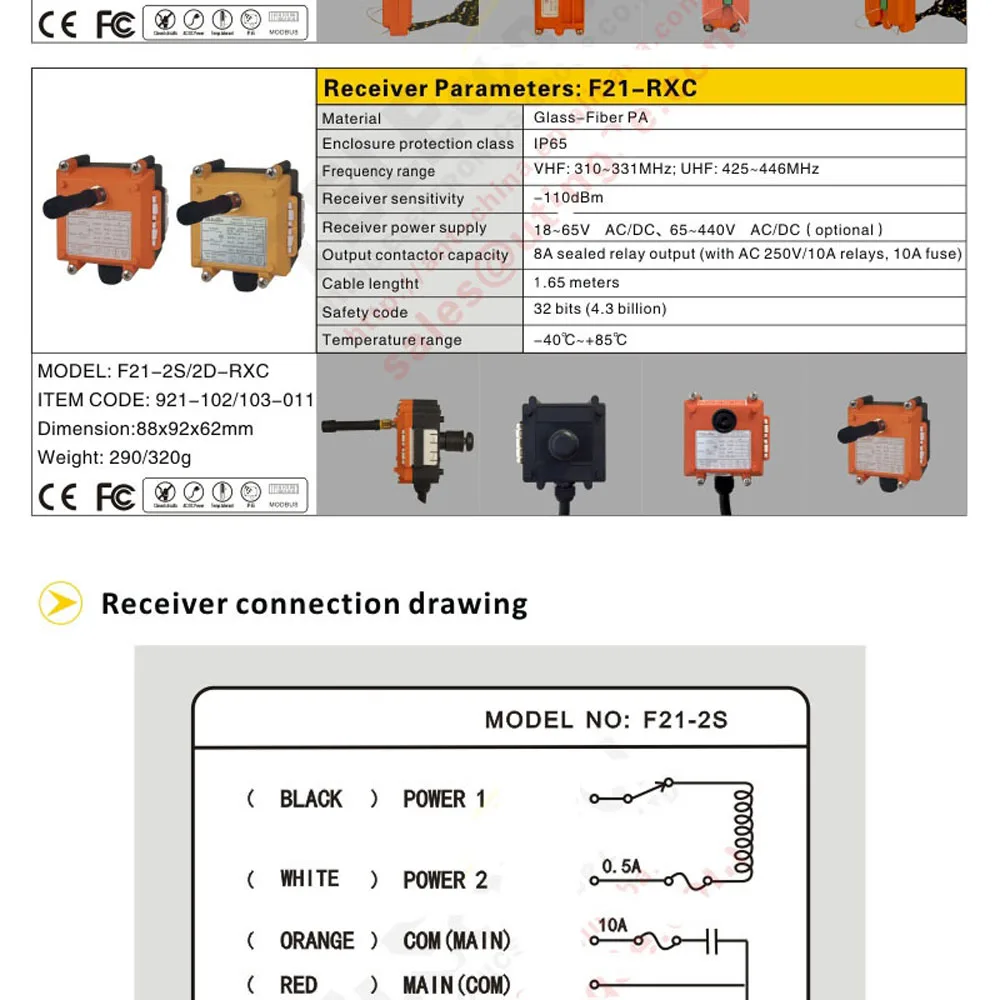 Original TELECRANE Wireless Industrial Remote Controller Electric Hoist Remote Control 2 Transmitter + 1 Receiver F21-2S