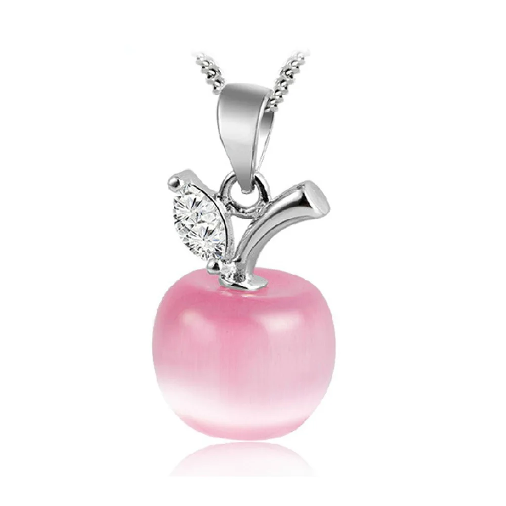 

925 Sterling Silver Crystal Apple Elegant Fashion Vintage Link Chain Luxury Quality Fine Jewelry Gift Female Items