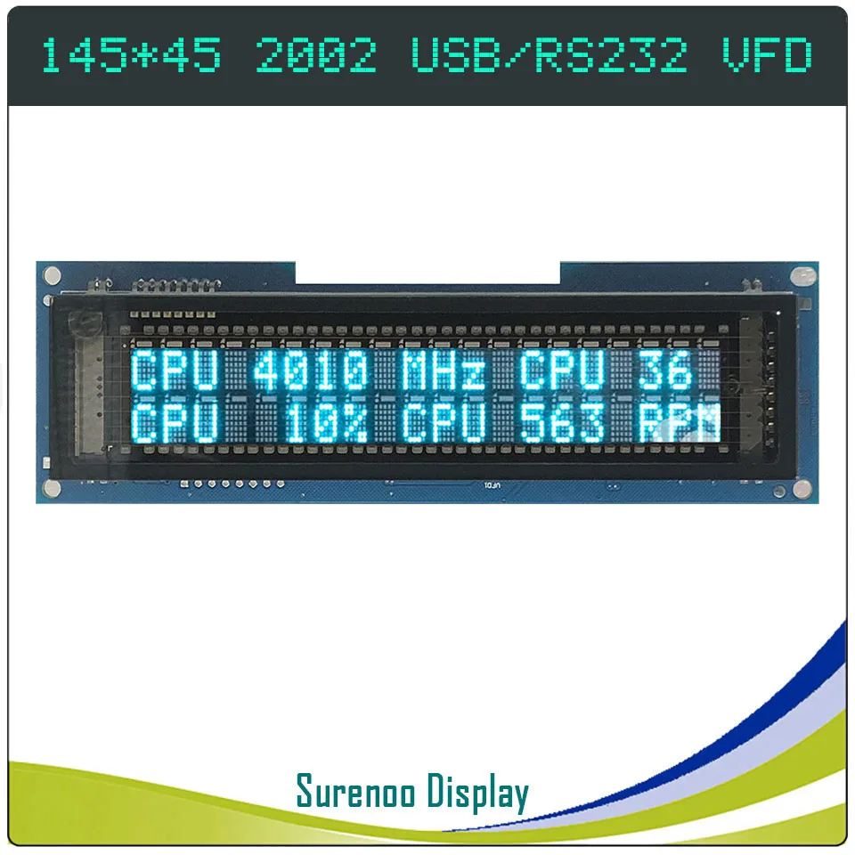 

145.00*45.00MM 2002 20X2 202 USB / RS232 USB2LCD POS VFD Display LCD Module Screen Panel for AIDA64