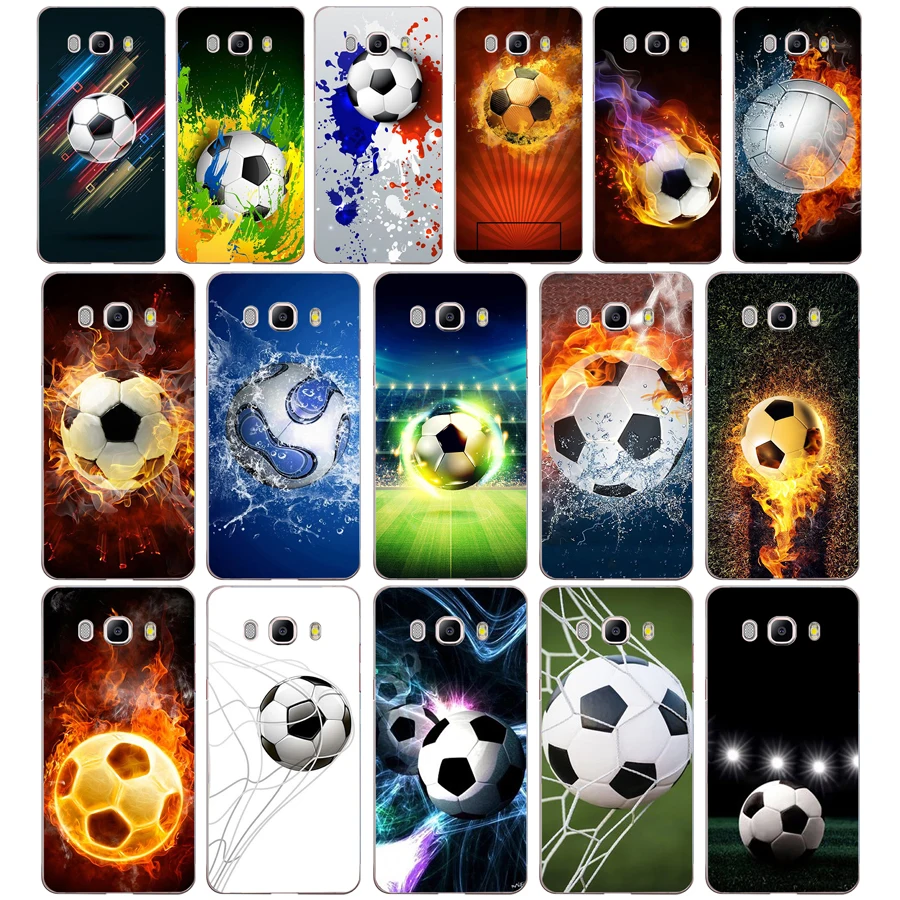 147SD   Fire Football Soccer Ball Soft Silicone Tpu Cover phone Case for Samsung j3 j5 j7 2015 2016 17 j2  prime j6 Plus 2018