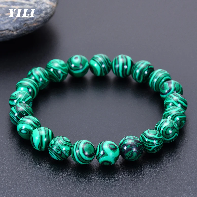 6-12mm Higth Quality Malachite Bracelet for Men Women Natural Stone Bead Buddhist Bracelet Charm Yoga Bracelets Jewelry Gifts