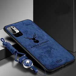 For Xiaomi POCO M3 Pro X3 GT 5G F3 Case Hard fabric Deer With Lanyard Skin Protect Back Cover Case for xiaomi redmi note 10 pro