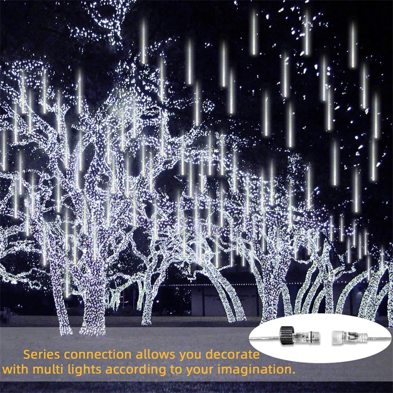 Luci natalizie Meteor Shower caduta pioggia luce esterna impermeabile LED String Lights per la festa di natale festa di nozze