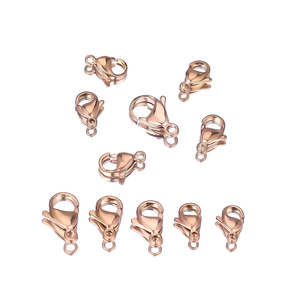 25 Stück Edelstahl 9mm 10mm 12mm 13mm Roségoldfarbene Karabinerhaken Verbinder für DIY Halsketten Schmuckherstellung Armbänder – Detail 7