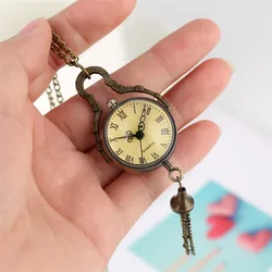 Transparent Ball Shape Bronze Pendant Pocket Watches Retro Accessory Fob Necklace Clock Gifts Unisex  Roman Numeral Analog Dial