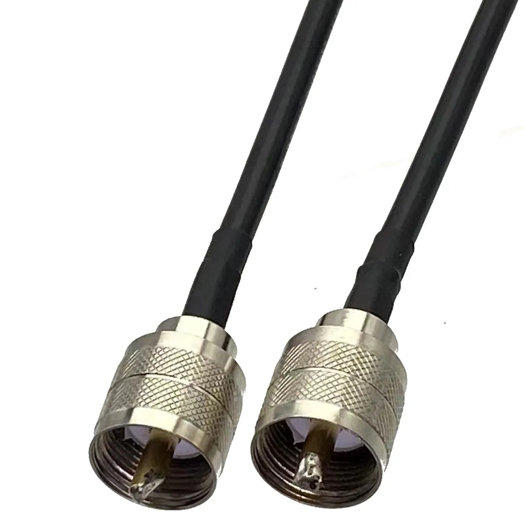 1szt RG58 Kabel UHF Wtyczka męska do UHF PL259 Wtyczka męska Złącze RF Koncentryczny Pigtail Adapter Zworka Prosty Nowy 6 cali ~ 5M