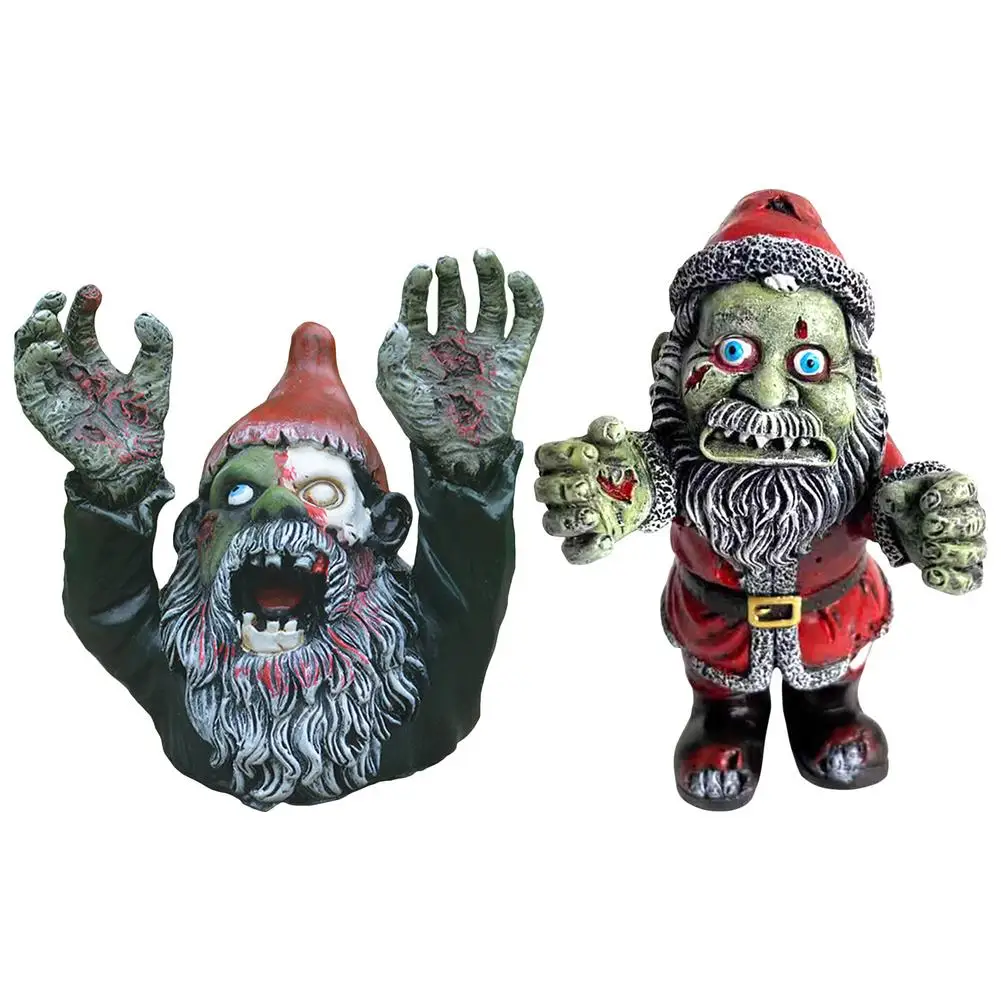 Horror Garden Statue Halloween Resin Handicrafts Decorative Horror Zombie Dwarf Ornament For Outdoor Garden Yard Art