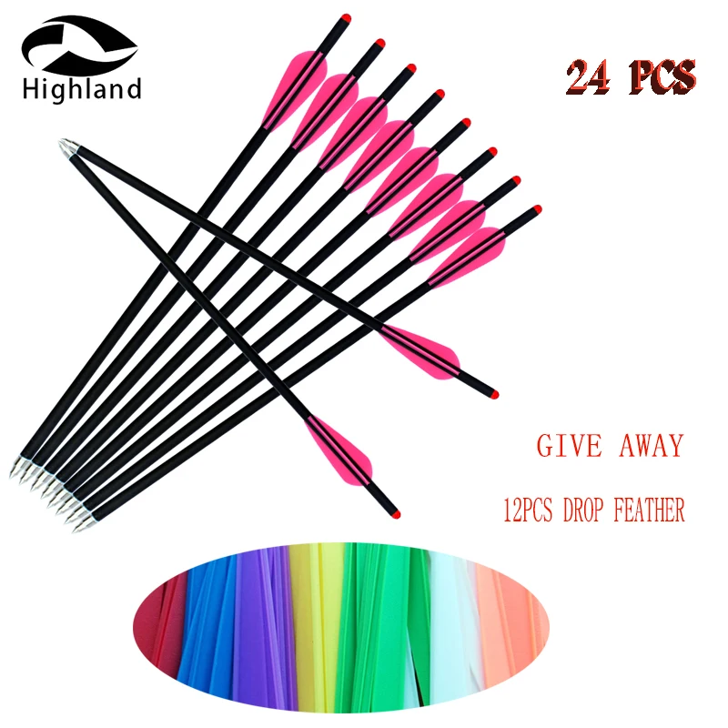 24Pcs 16/17/18/20 Inch Carbon Arrows,3 Pink Feathers with Replaceable Bolts,od8.8mm id7.6mm,for Outdoor Hunting and Archery