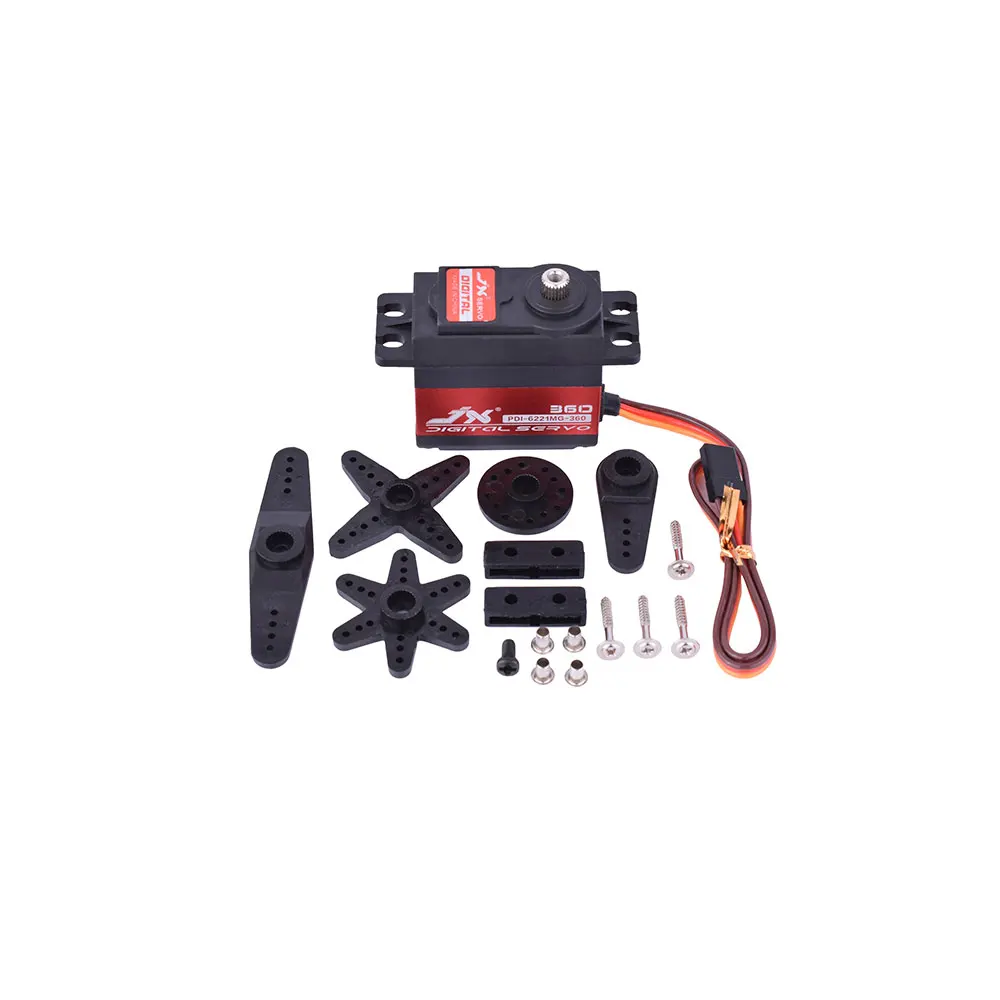 Hot JX PDI-6221MG-360 20KG 4.8V-6V Large Torque 360 Degree Digital Servo For 1/10 1/8 RC Car Boat Helicopter Parts Accessories