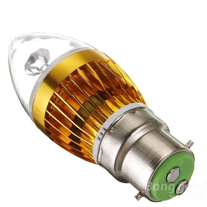 B22 9W/12W/15W LED Candle lamp AC85-265V Silver/Gold led spotlight 3000K/4000K/6000K LED Bulb Lamp Crystal light