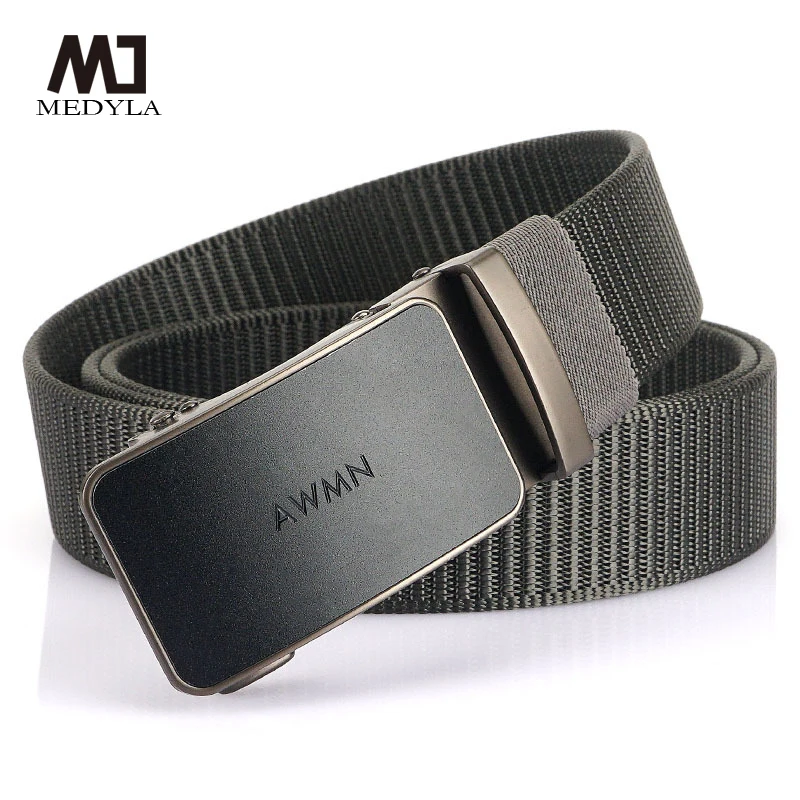 MEDYLA Genuine Quick Unlock Men\'s Metal Buckle Fashion Quality Nylon Anti Allergy Belt Business Automatic Buckle Belt MN3004