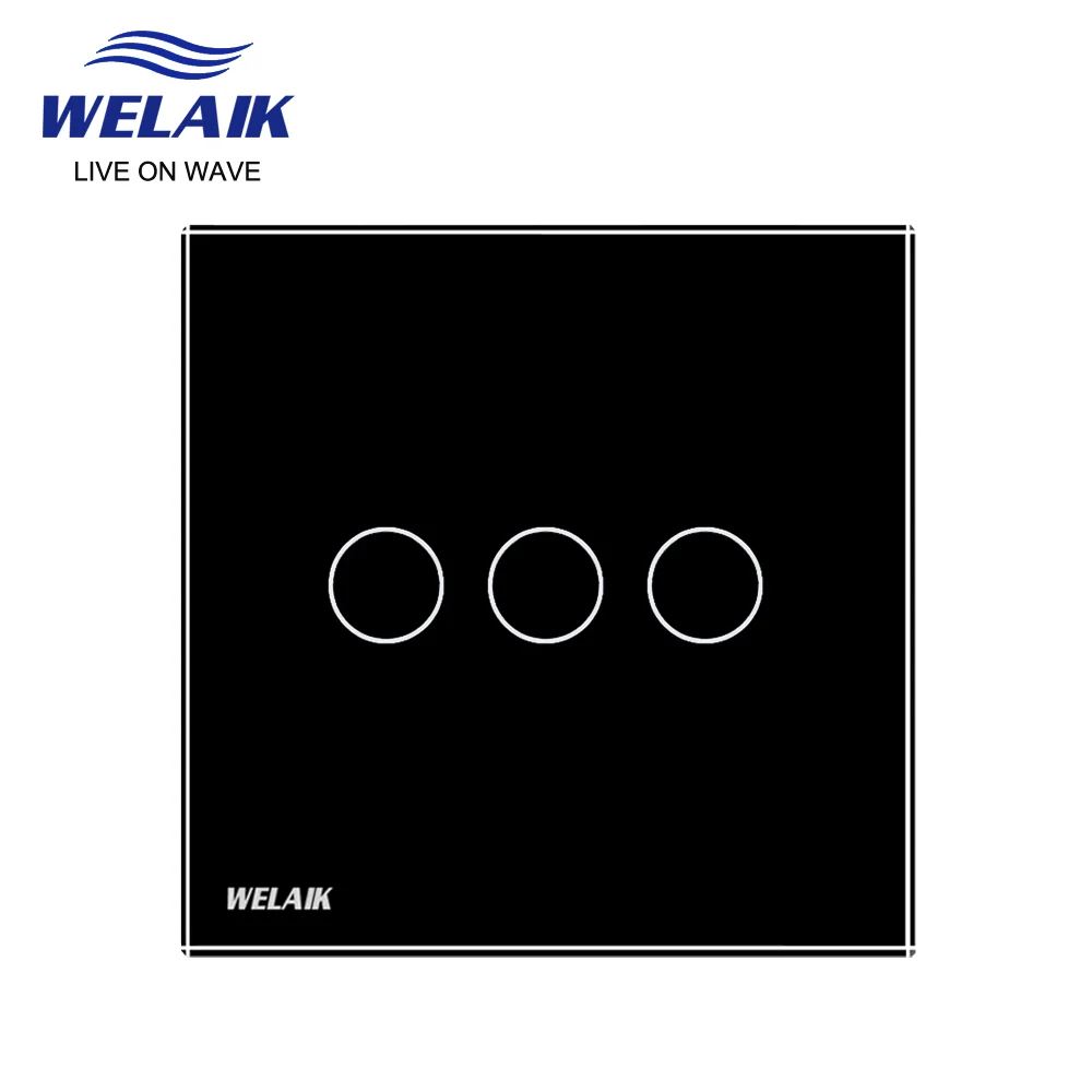 WELAIK EU 86*86mm 3gang1way Crystal Glass Panel Intelligent Light Smart White Wall Touch Switch 220V B1931CW