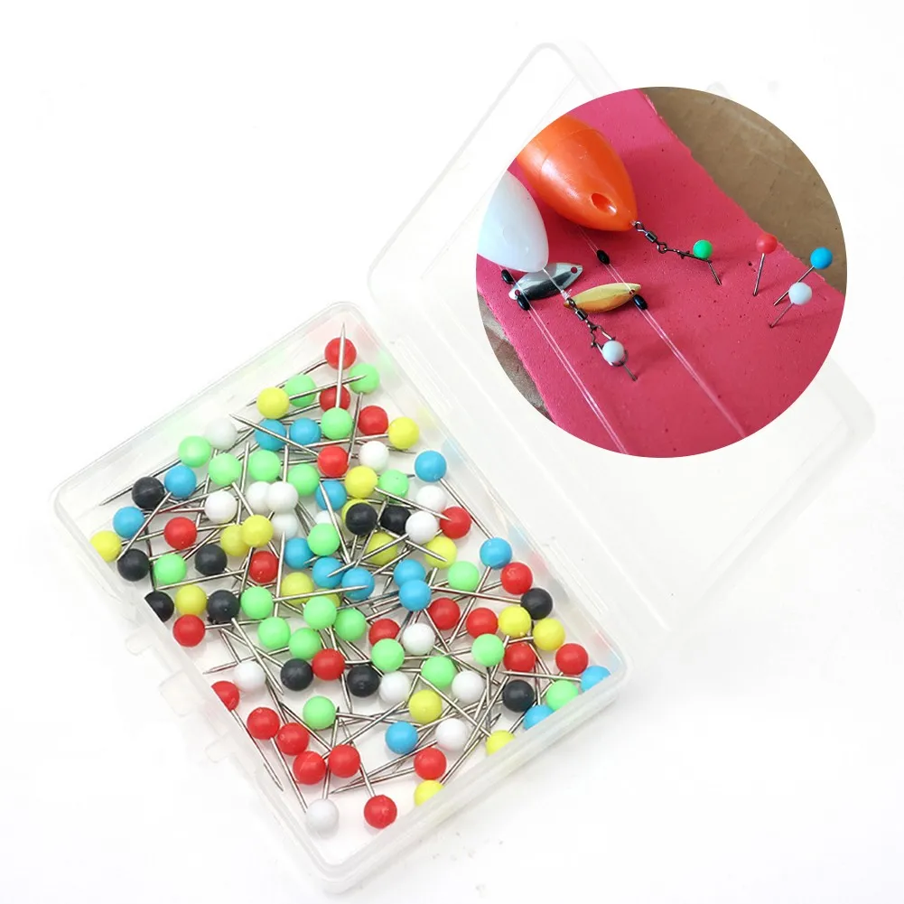 100pcs/Box Rig Safe Spare Pins Carp Fishing Plastic Round Head Big PinRound Head Fishing Line Winder Thumbtack Accessories