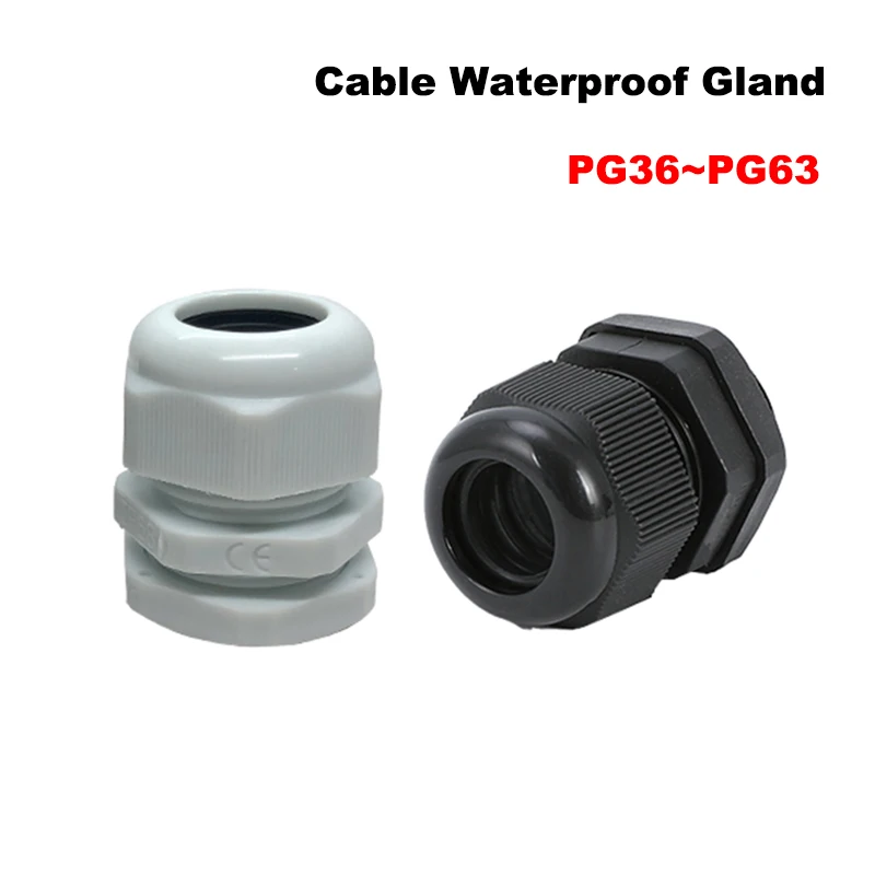 10/5Pcs Waterproof Cable Gland IP68 PG36/42/48/63 White Black Nylon Plastic Sealed Fixed Head  22-50mm Wire Connector