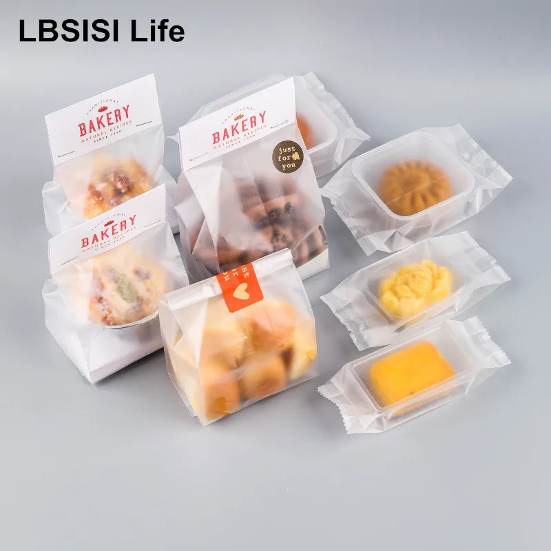 LBSISI Life-서리로 덮은 수제 쿠키 사탕 비닐 봉투, 웨딩 생일 크리스마스 파티 간식 월병 포장 장식, 50 개/묶음