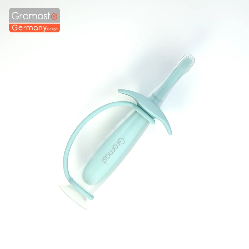 BPA Free PP Plastic Silicone Silicon Pink Green Dental Baby Training Toothbrush with Handle