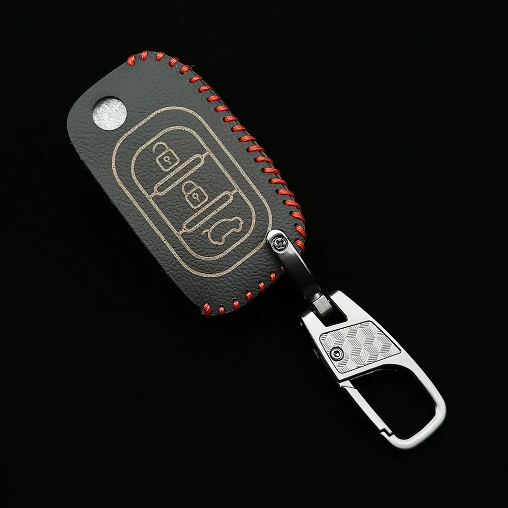 Car Flip keys Leather Cases Fob Cover For LADA Sedan Largus Kalina Granta Vesta X-Ray XRay Folding Keychain Key Ring