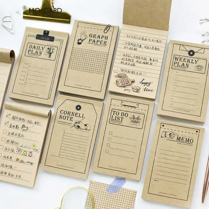 50 sheets Vintage Kraft Memo Pad Note Paper Weekly To Do It Planner Study Schedule Plan Papelaria Office School Stationery