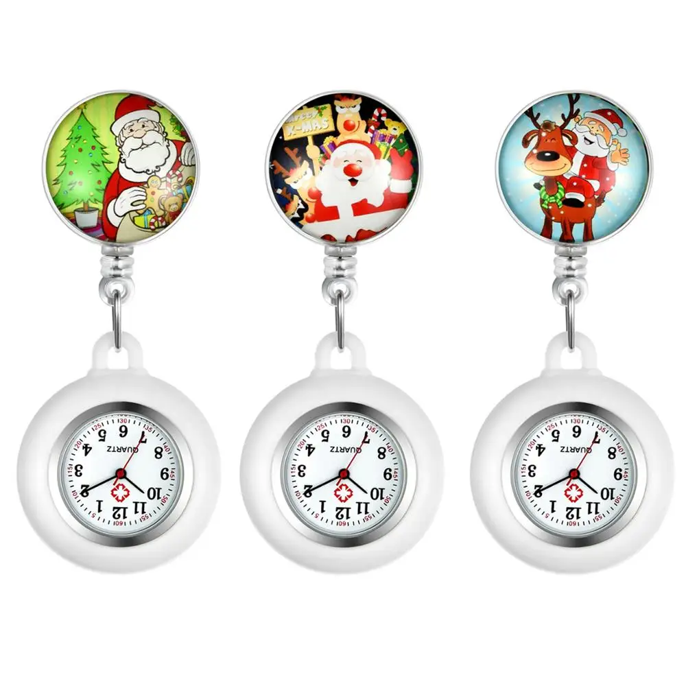 LANCARDO 2020 lovely Cute cartoon Santa Claus Nurse Pocket Watches Doctor Clock Gifts Medical Clock Men Women New Arrival 2021