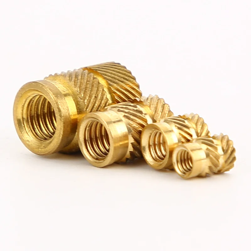 Brass Hot Melt Inset Nuts Heating Molding Copper Thread Inserts Nut SL-type Double Twill Knurled Injection Brass Nut M5M6 10 Pcs