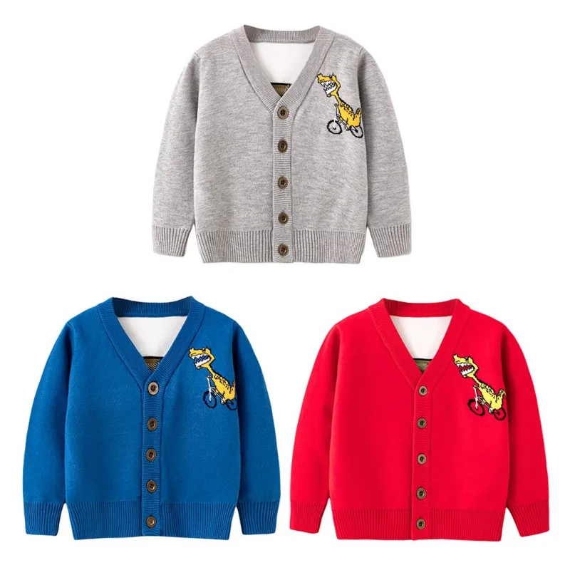 Children Spring And Autumn Excavator Printed Cardigan Sweaters Deer Sweater Alligator Prints Sweaters Christmas Deer  Kids Cloth