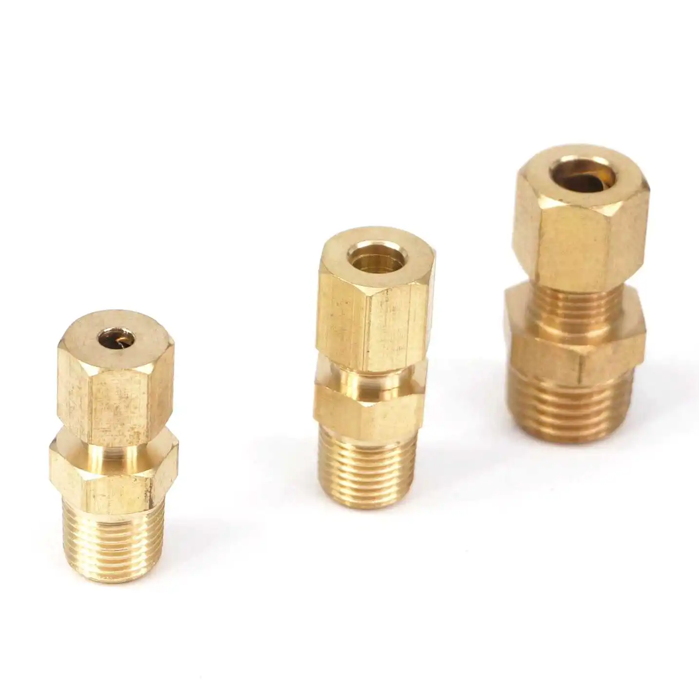 

1/8" 1/4" 3/8" 1/2" NPT Male - Fit Tube O.D 1/8" 3/16" 1/4" 3/8" Brass Compression Fitting Pipe Connectors