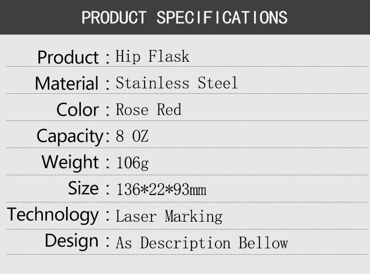 8 UNZEN Plum Rose Rot Metall Edelstahl Flachmann Für Frauen Dame Trinken Zitate Geschenk Mode Wein Topf Flagon LOGO Custom Laser – Detail 1