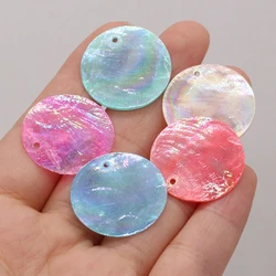 10pcs Round Disc Mirror Shell Beads Pendant Beige Mother of Pearl Shell Charms for Handmade Earring DIY Necklace Jewelry Making