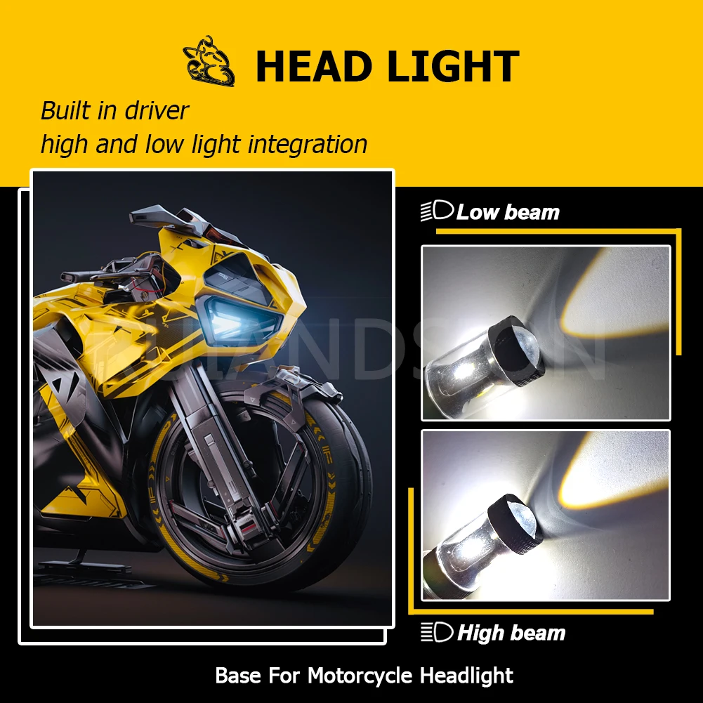 RUIANDSION 1Pcs BA20d Motorcycle Headlight H6 Moped H6M P15D-25-1 Forklift Light LED 1200Lm 10V-32V 12V 24V 6000K 2700K 1860SMD